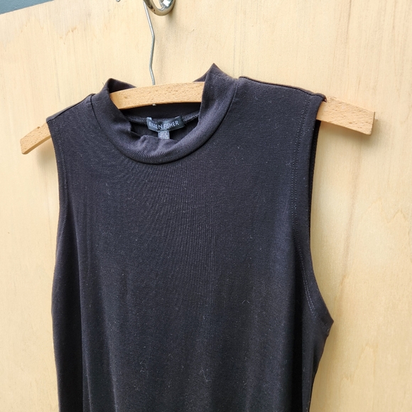 NWT Eileen Fisher Black Stretch Jersey Knit Mock Neck Dress - Size XXS - Picture 4 of 12
